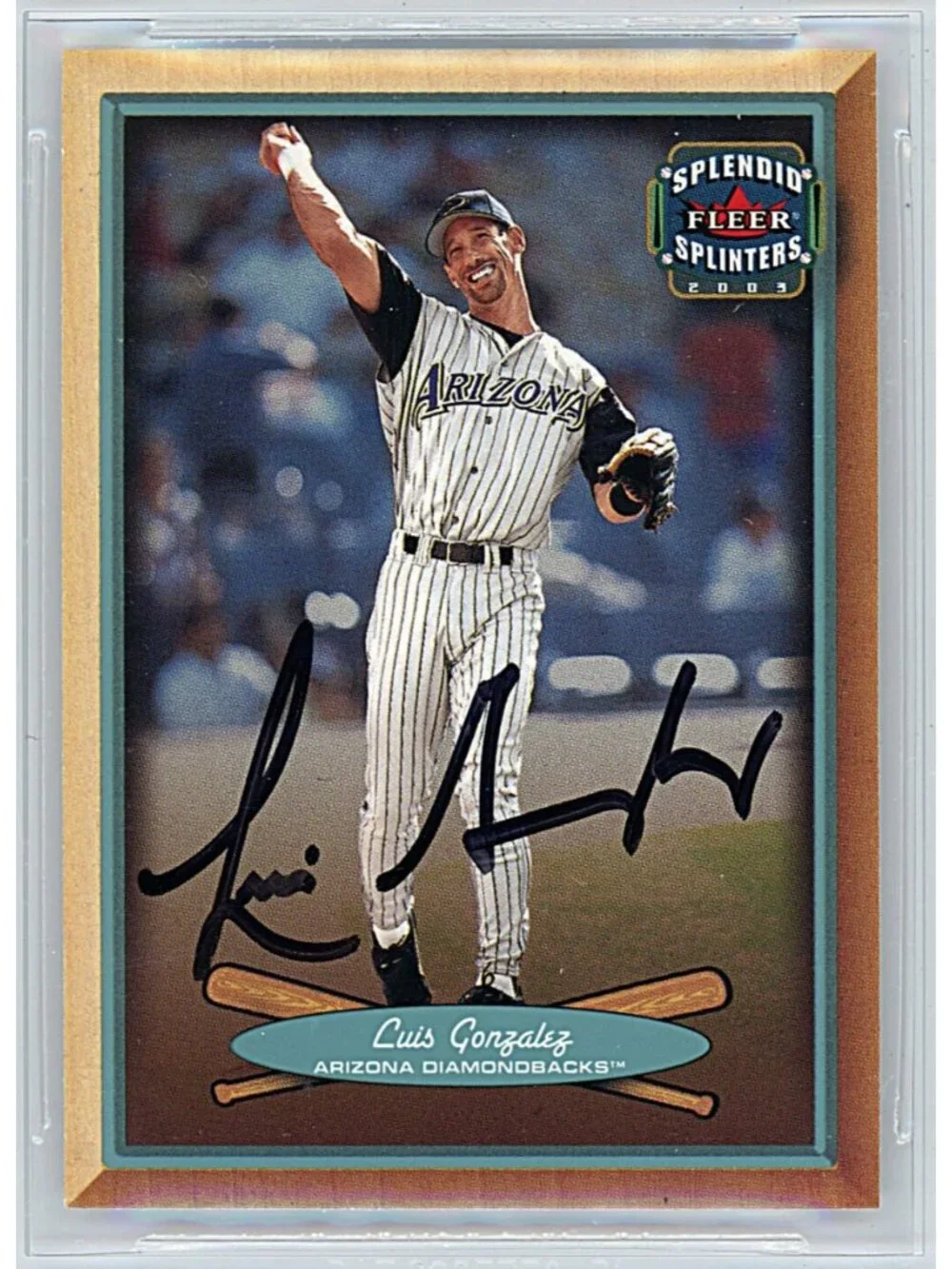 Luis Gonzalez Signed 03 Fleer Splendid Splinters Baseball Card Beckett Autograph